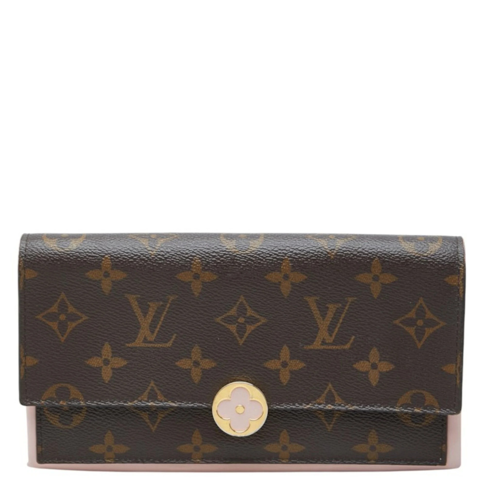 Louis Vuitton Monogram Portefeuille Flore Rose Ballerine Long Wallet M64586 B...